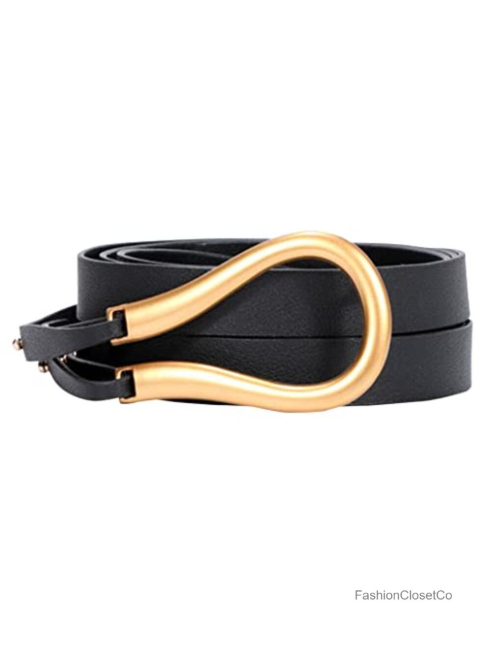 Women's Corset Belt Double Strap PU Leather Skinny Waist Belt Gold Buckle